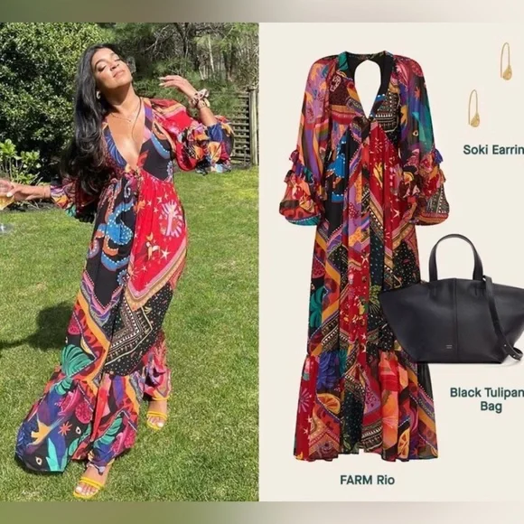 FARM Rio Vibrant Red and Blue Maxi Dress - Picture 13 of 16